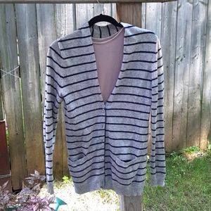 Blue Stripes Gray Wool Cardigan
